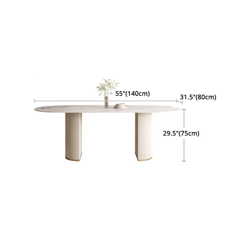 Modern Leatherwear Dining Table Set 1/4/5/7 Pieces White Sintered Stone Top Dinette Set