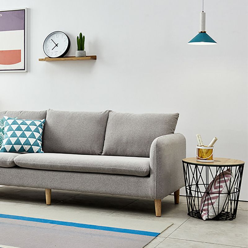 3-seater Standard Modern Wood Legs Sofa Cushions Square Arm Sofa