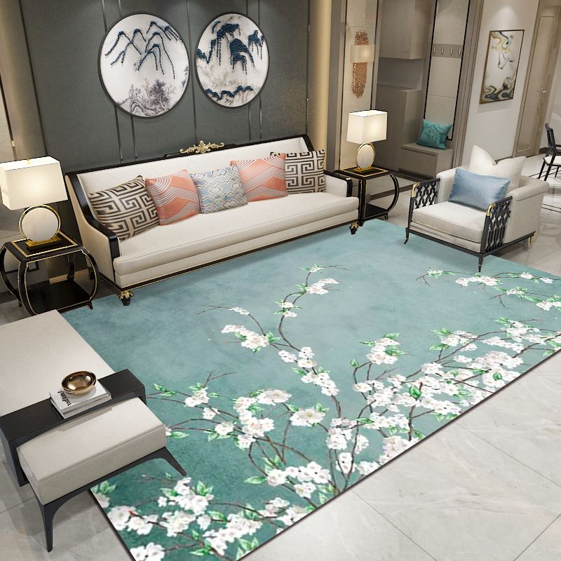 Elegant Multicolor Asian Carpet Polyester Antique Print Indoor Rug Stain Resistant Rug for Home Decor