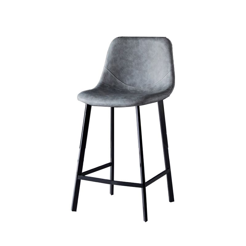 Scandinavian Restaurant Leather Stool Matte Finish Footrest Barstool