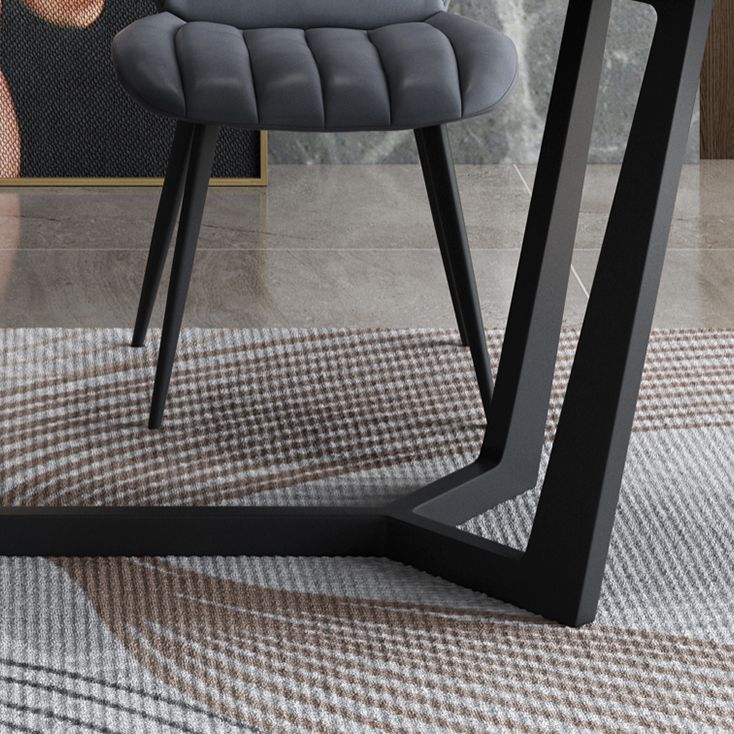 Modern 1/4/5/7 Pieces Black Dining Set Sintered Stone Dining Table Set with Leather Chairs