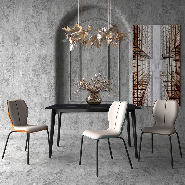 Industrial Indoor Faux Leather Upholstered Parsons Armless Dining Chair