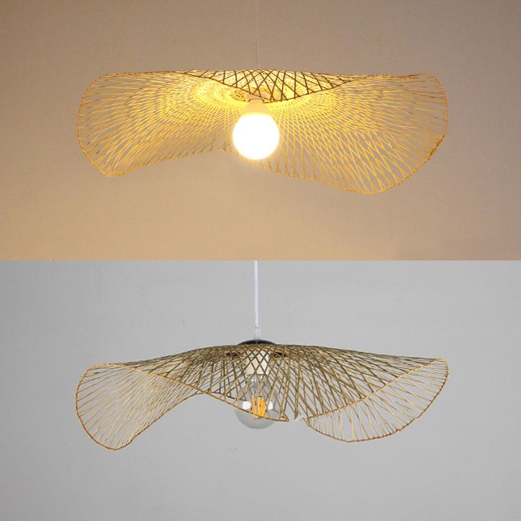 Asian Style Swirl Pendant Light Rattan 14 "/18" breit 1 Lampenrestaurant Leuchte in Beige in Beige