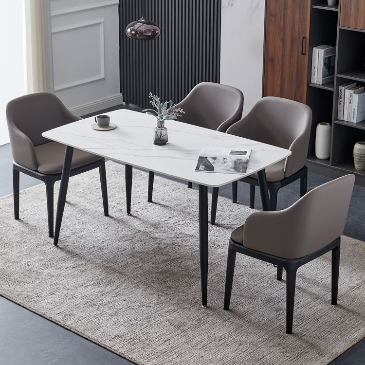 Kunstleder zeitgenössischer Esszimmerstuhl Metallic Finish Solid Back Speisestuhl