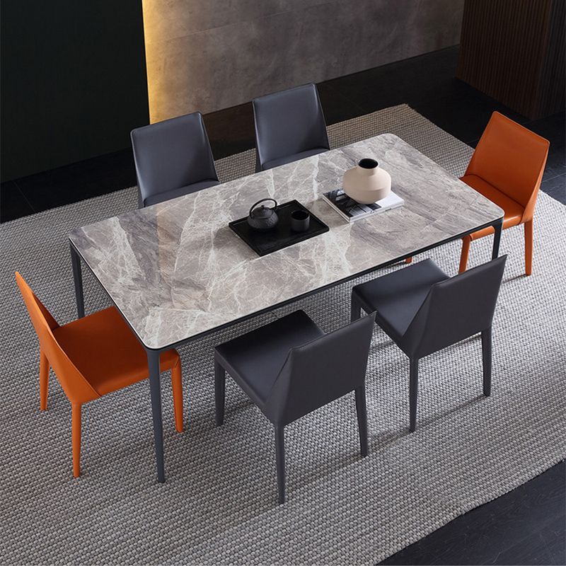 Contemporary Style 1/2/5/7 Pieces Dining Chairs Set Stone Rectangle Furniture in Gray