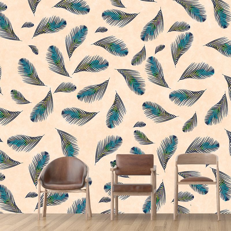 Tropical Leaf Plant Mural Modern Style Stain Resistant Wall Art for Room