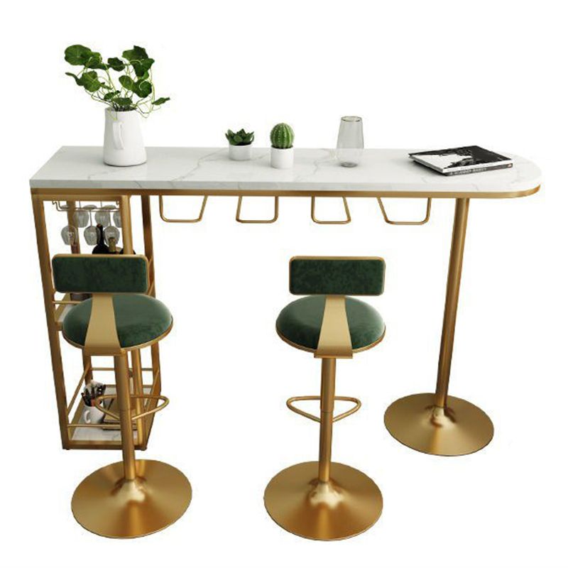 Sintered Stone Bistro Bar Table Modern Gold Frame Bar Table for Living Room