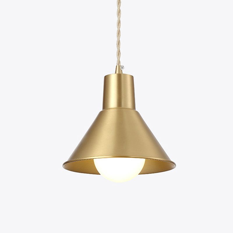 Post-Modern Geometric Shade Ceiling Light Metallic 1-Light Dining Room Pendant Light Fixture in Gold