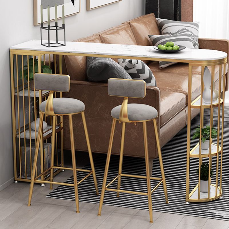 Low Back Indoor Counter Stools Glam Upholstered Footrest Counter Height Stool