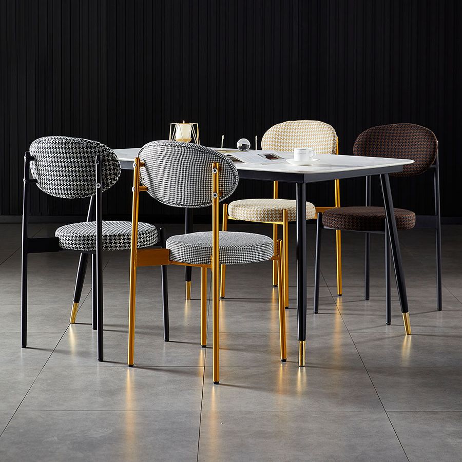 Silla de comedor de cocina estilo Glam, sillas laterales sin brazos de comedor de metal