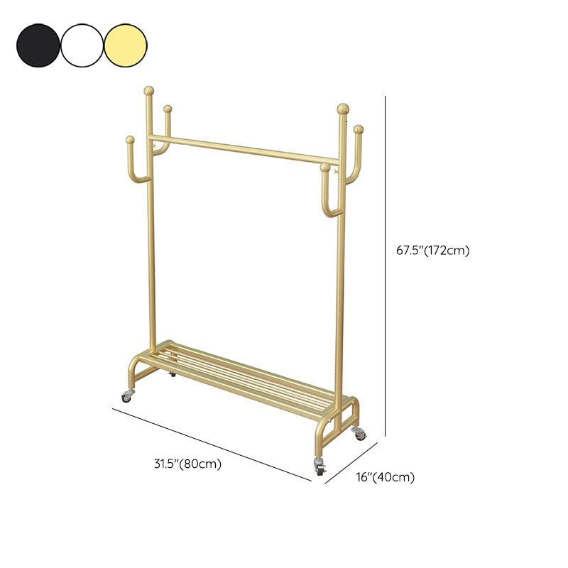 Modern Metal Coat Rack Solid Color Coat Hanger with Storage Shelving