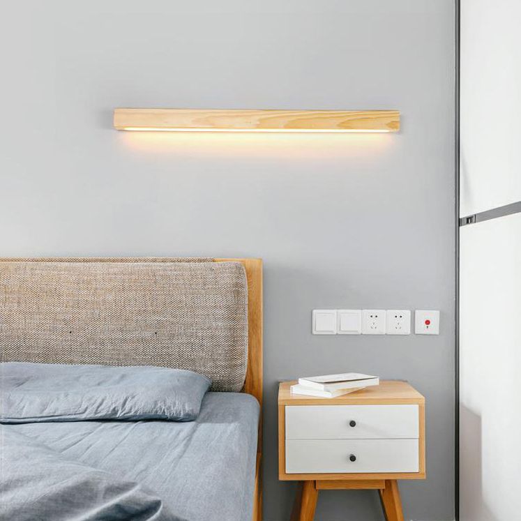 Éclairage d'applications murales linéaires en bois LED BEIGE MUR MUR ARMILLE ÉCLAIR