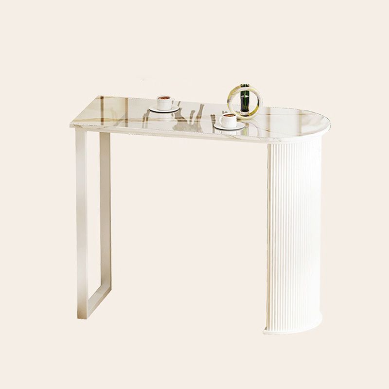 White Modern Style Specialty Bar Table in Faux Marble and Metal Milk Tea Shop Bar Table