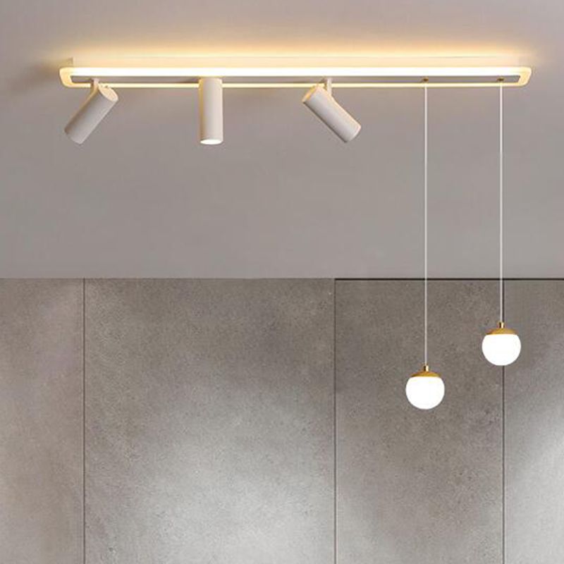 White Long-strip Minimalism LED Island Light Spotlight Design Contemporary Style Opal Glass Suspension Lamp for Dining Room
