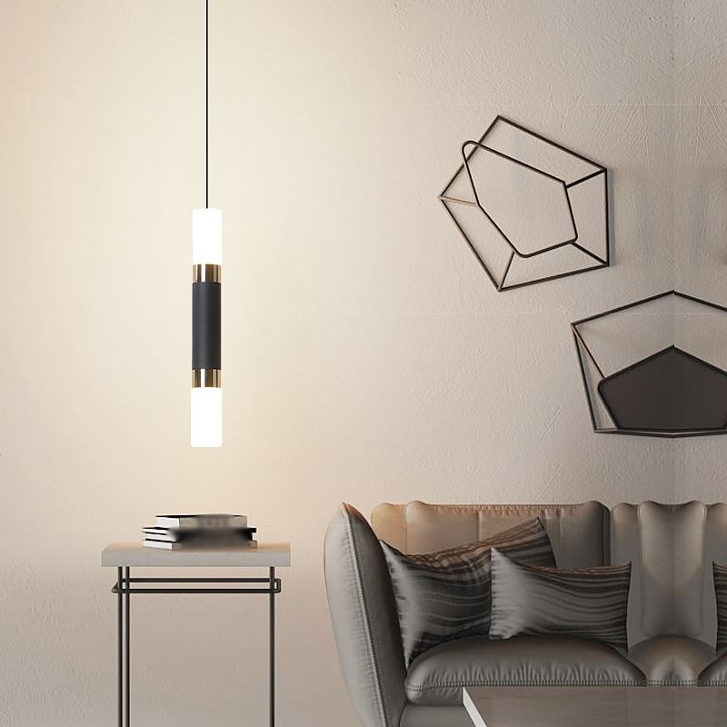 Eigentijdse LED 1-licht plafond hanger licht acryl lineaire hangende lamp voor woonkamer