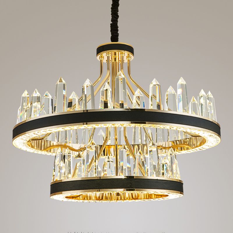 Contemporary Chandelier Light Fixture K9 Crystal Pendant Chandelier in Black