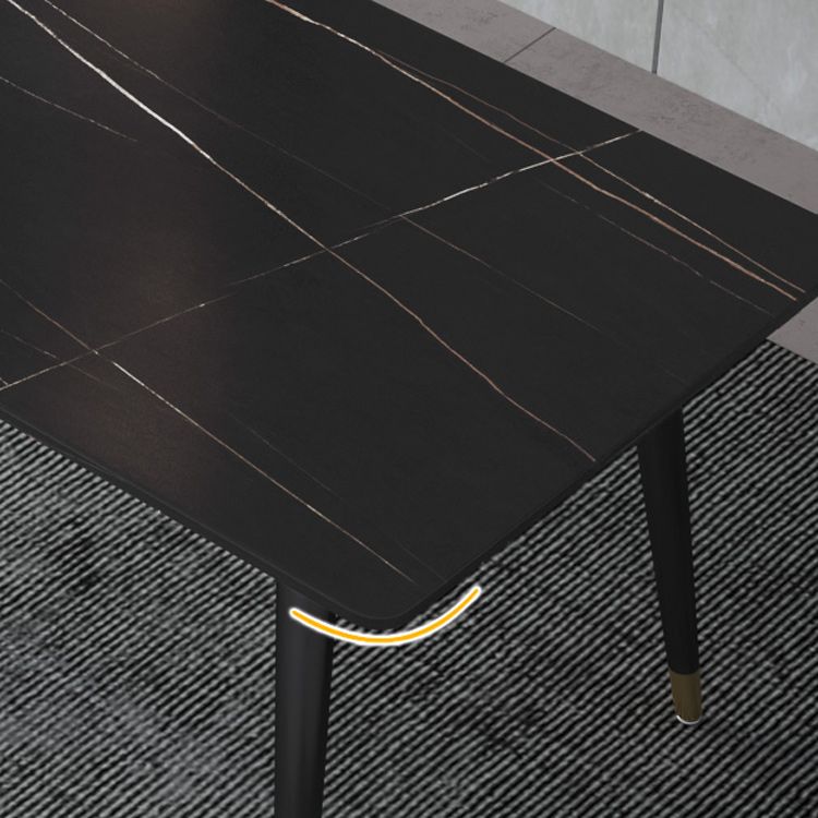 Rectangle Dining Table Stone Top Dining Table with Iron Base