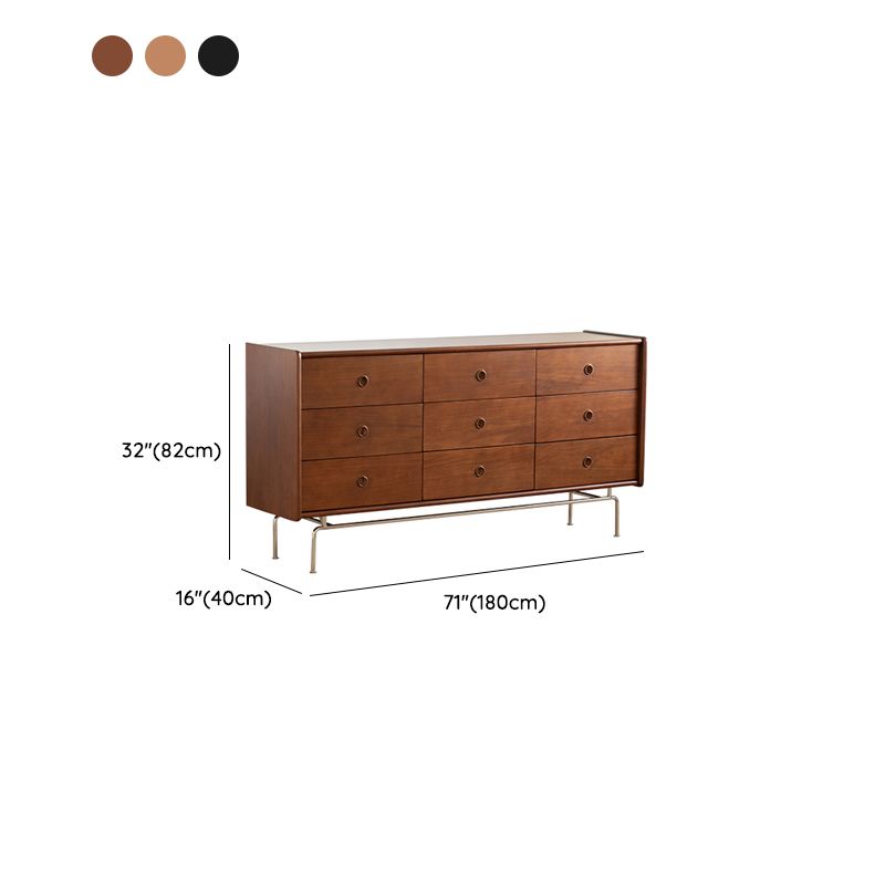 Mid-Century Modern Solid Pine Storage Chest with Drawers for Home