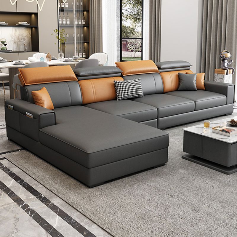 Nordic Cushions Recessed Arm Faux Leather Stationary with Storage Seating