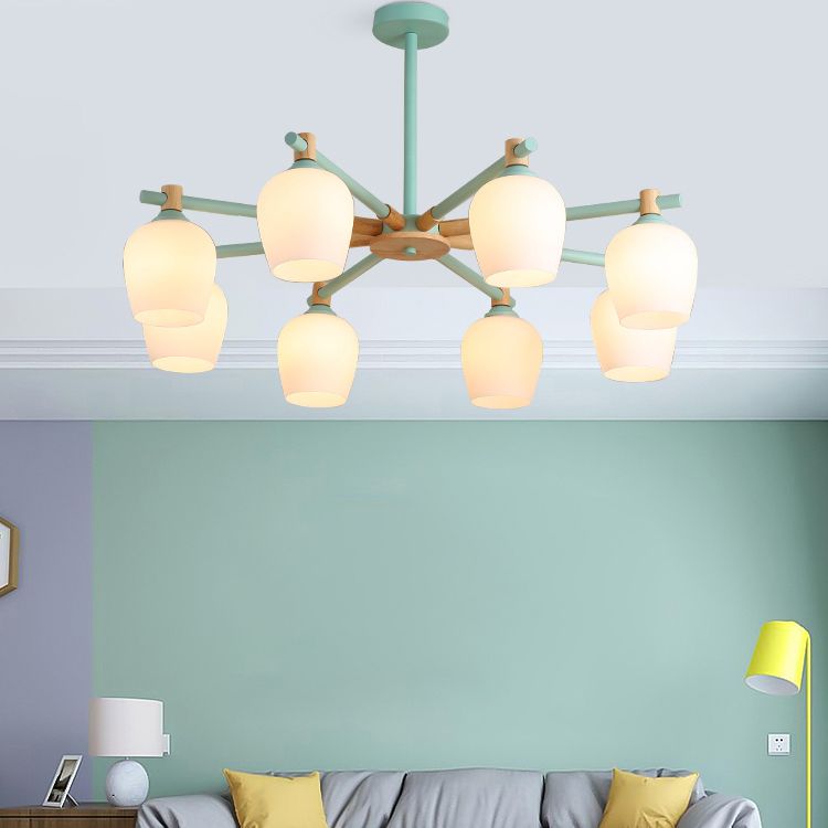 Modern Can Shape Branch Hanging Light Glass Multi Light Chandelier for Bedroom