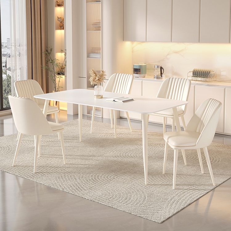 Rectangle 1/2/5/7 Pieces Furniture Sintered Stone Dining Set in White