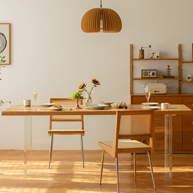 Rectangle Acrylic Base Dining Table Modern Wood Table for Kitchen