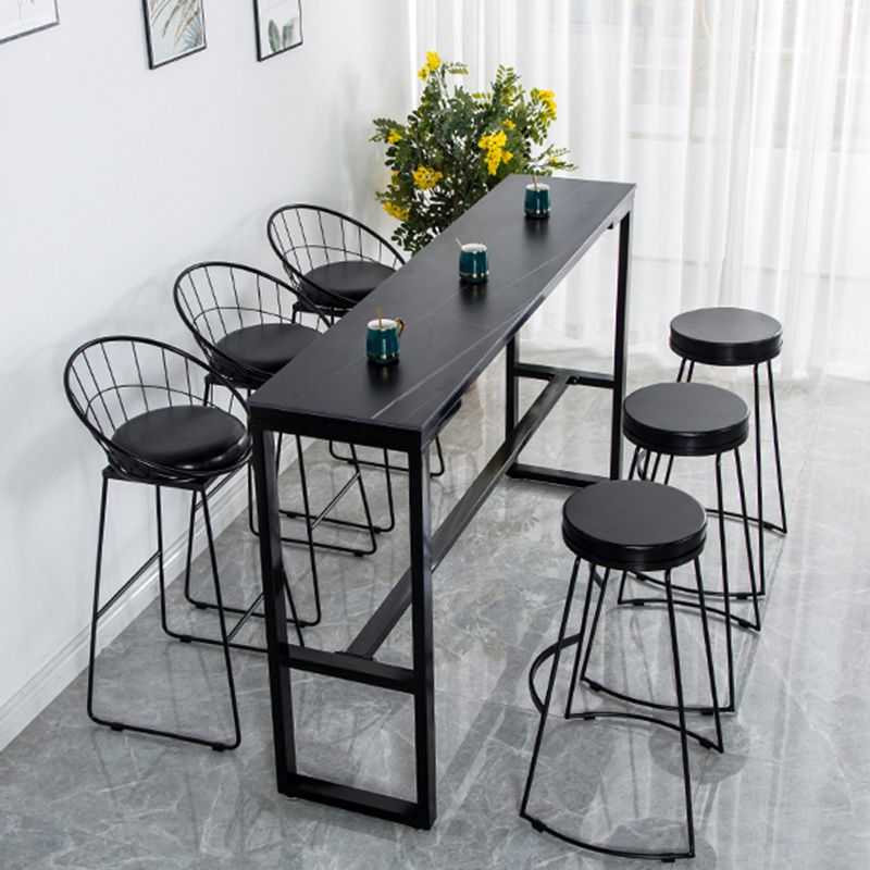 Contemporary Bar Dining Table Indoor Rectangle Bar Table with Iron Base