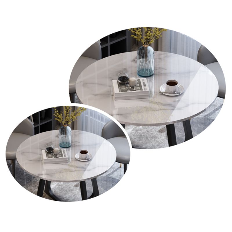 Wooden Dining Room Table for 2 Person Round Tabletop with Metal Pedestal Base