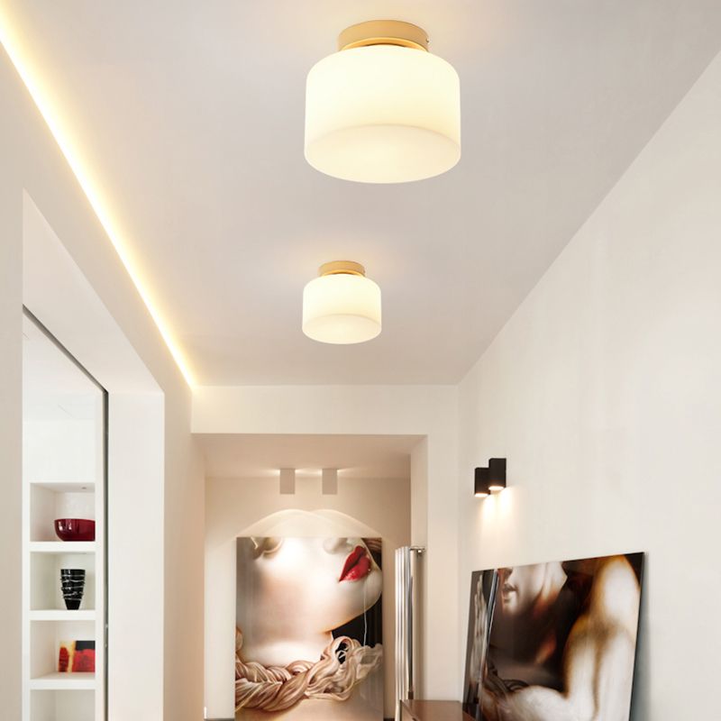 Cuadrado de vidrio de Opal/Cilindro de descarga de cilindro de luz simple 1 Accesorio montado en el techo de luz en blanco