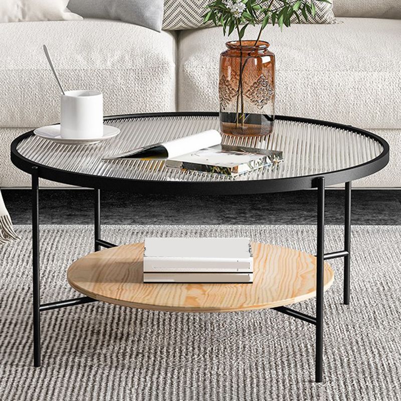 Gold/Black Metal 4 Legs 1 Coffee Table Modern Glass Top Table