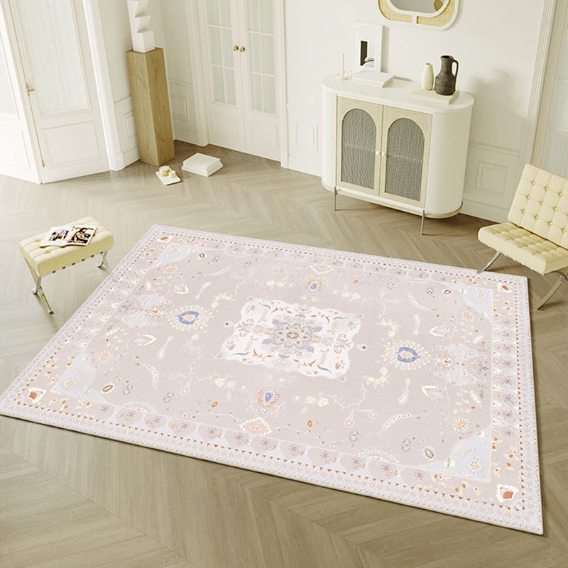 Pink Modern Rug Graphic Pattern Polyester Area Rug Non-Slip Backing Carpet for Home Decor