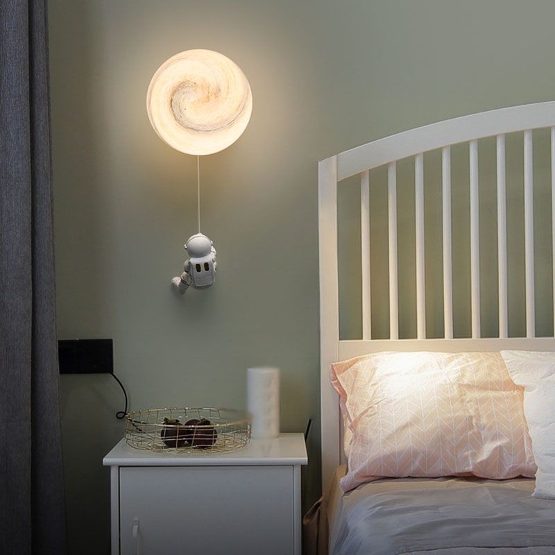 Modern Style Wall Mount Light 1-Light LED Wall Sconce Light with Glass Shade for Bedside