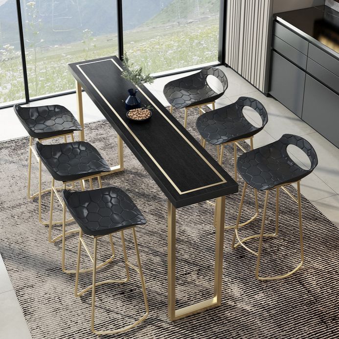 Wood Top Cocktail Bar Table Nordic Gold Frame Bar Height Table for Dining Room
