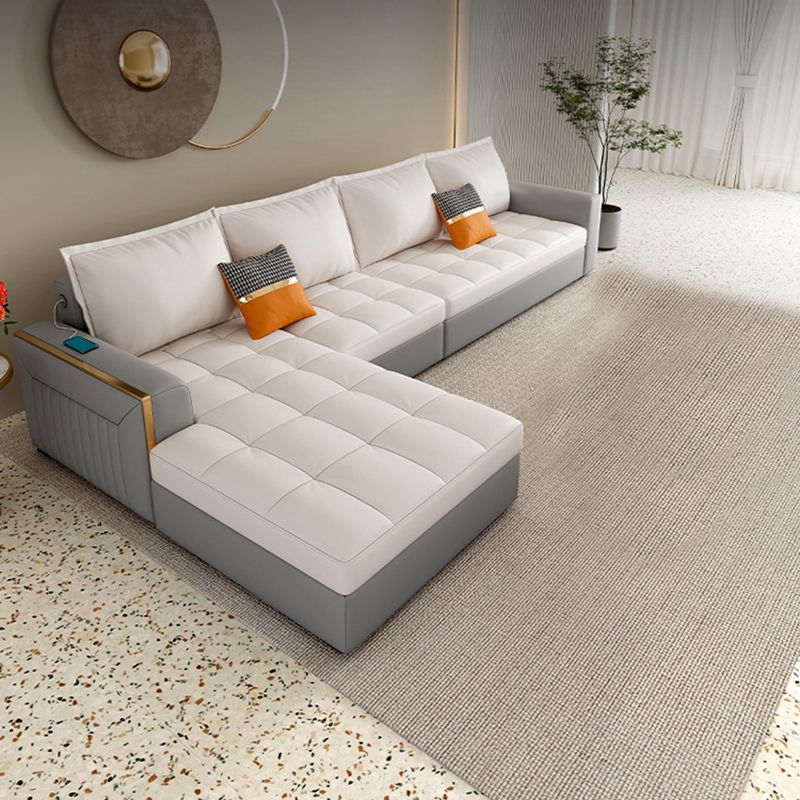 Stain Resistant Sofa Bed USB Charging Convertible Sectional with Storage