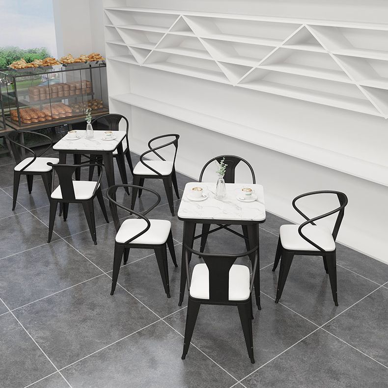 Black and White Dinette Set 1/2/3/5 Pieces Modern Stone Dining Table Set