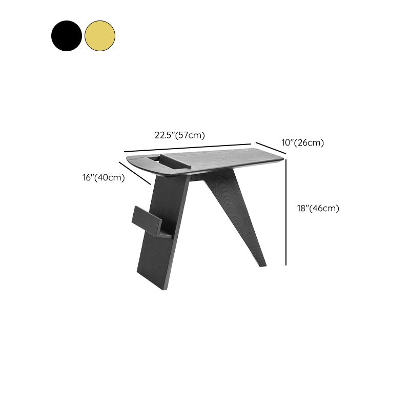 Solid Wood Abstract Side Table Natural/Black 22.44 inch Wide End Table