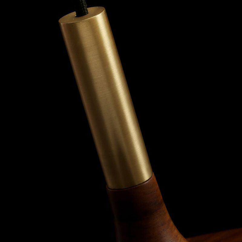 Modern Hanging Light Wooden Shade Pendent Light Fixture for Sitting Room