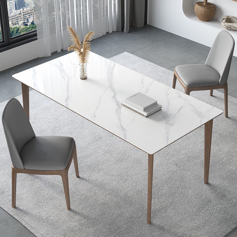Modern Ash Wood Dinette Set 1/3/4/5/7 Pieces Rectangle Sintered Stone Top Dining Table Set
