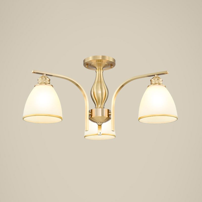 American Style Ceiling Light Cone Shape Ceiling Lamp with Glass Shade for Bedroom