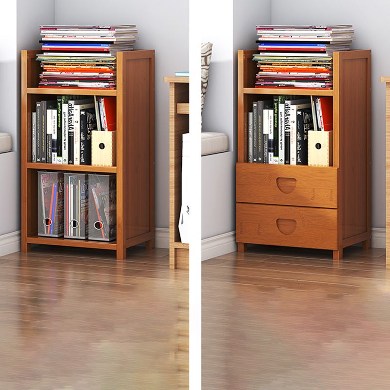 Closed Back Bamboo Bookshelf Contemporary Vertical Bookcase for Home