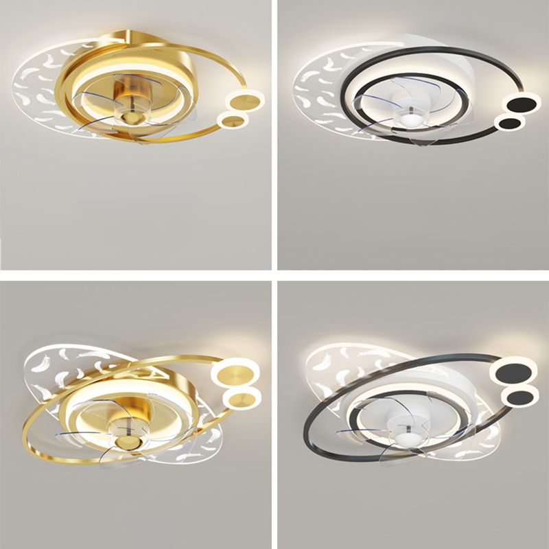 Minimalistische Feder Deckenlüfter Leuchte Acryl Wohnzimmer LED SEMI -MOG -Leuchte