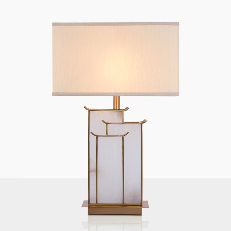 Postmodern Gold Table Lamp 1-Light Rectangular Table Light for Bedroom