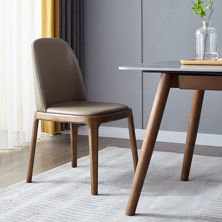 Silla auxiliar industrial de cuero para el hogar, silla de comedor Parsons con acabado mate (juego de 2)