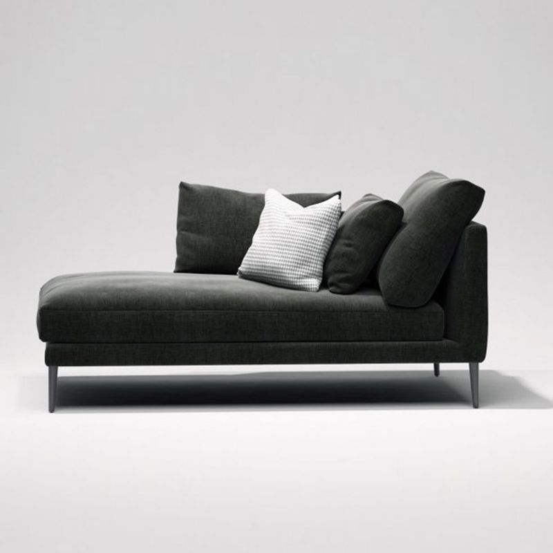 Contemporary Black with Arms Chaise Wood Pillow Top Arms for Bedroom Living Room
