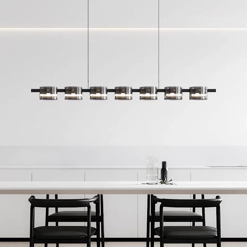 Modern Hanging Lighting Fixtures Glass Hanging Lamp Kit in Black Finish for Dining Room