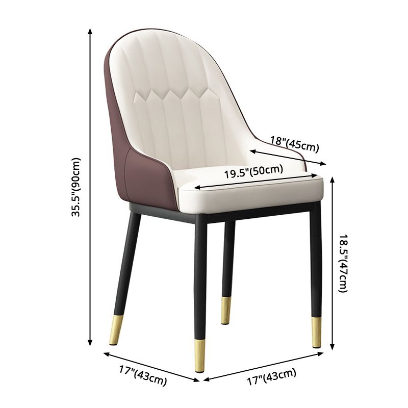 Chaise de bras de salle à manger moderne en cuir chaises arrière solides avec des jambes en métal