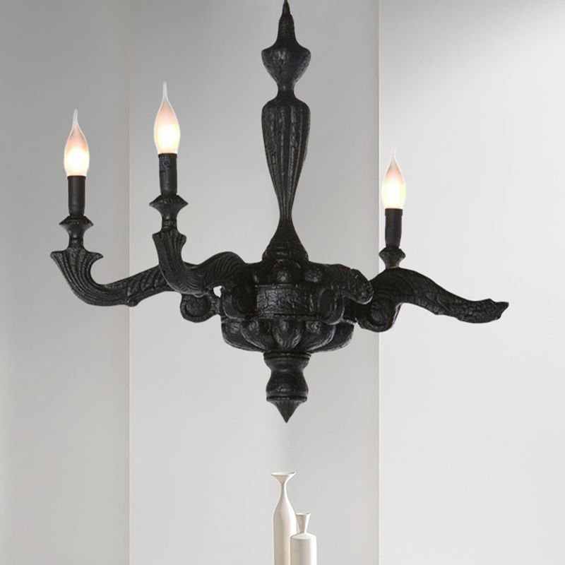 3/6-bulb kandelaar kroonluchter licht traditionele zwarte hars hanger verlichtingsarmatuur voor woonkamer