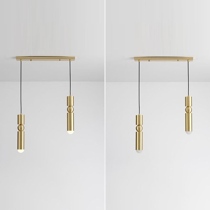 Gold Tubular Pendant Light Kit Simplicity Style Metal Pendant Light Fixture for Bedroom
