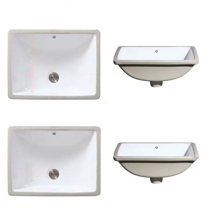 Modern Undermount Vanity Sink Oval Porcelain with Pop-Up Drain Bathroom Sink