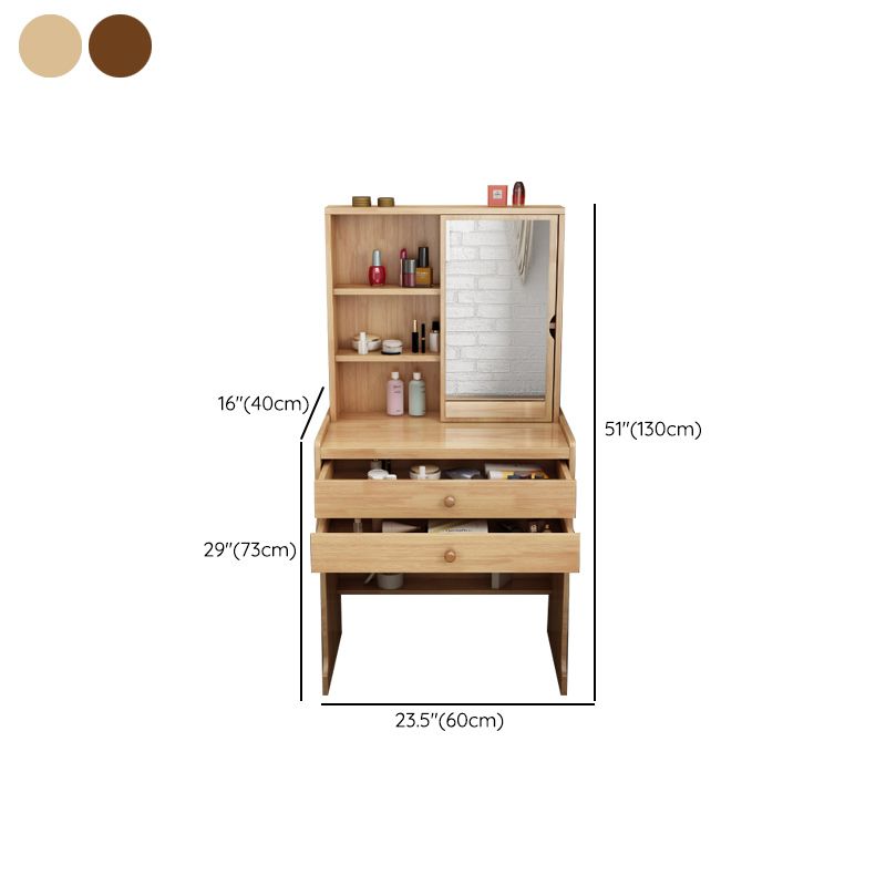 Scandinavian Dressing Table with Mirror and Drawer Solid Wood